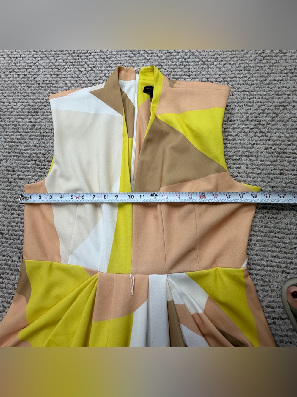 Donna Karan New York Colorblock Dress 16 Midi Sheath Yellow Beige Corporate Chic - Picture 11 of 16